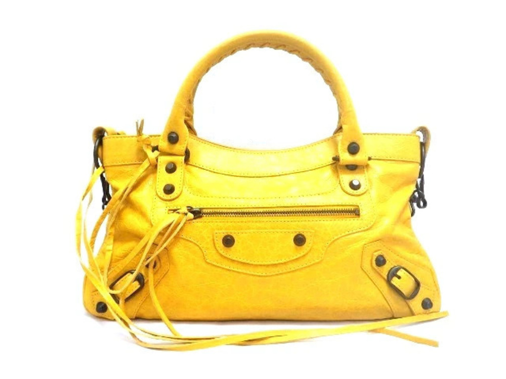 Balenciaga Shoulder Bag Handbag The First Calfskin Yellow